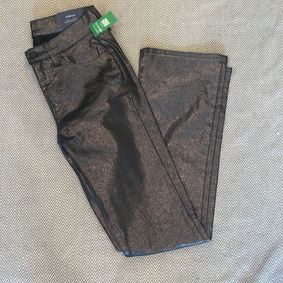 Gap Denim Baby Boot Stretch Mid Rise  Metallic Shimmer Pants Size 2 - Picture 2 of 5